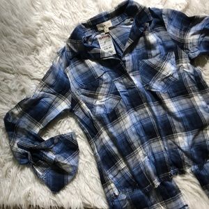 NWT Cloth&Stone blue and white flannel